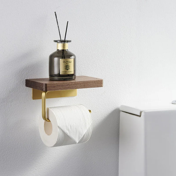 Cecilie - Toilet Roll Holder Brass Wood BO-HA A