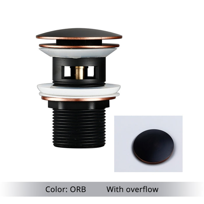 Mirja - Bathroom Sink Drain Pop Up Drain Bathroom Sink Stopper  BO-HA ORB With Overflow 