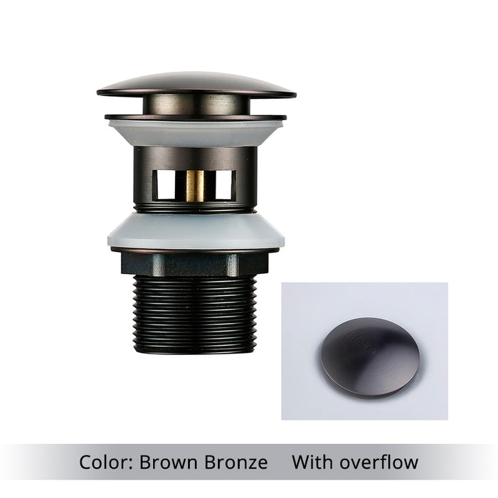 Mirja - Bathroom Sink Drain Pop Up Drain Bathroom Sink Stopper  BO-HA Brown Bronze With Overflow 