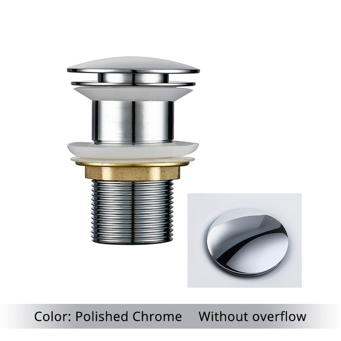 Mirja - Bathroom Sink Drain Pop Up Drain Bathroom Sink Stopper  BO-HA Polished Chrome Without Overflow 