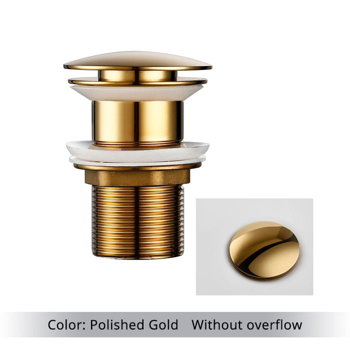 Mirja - Bathroom Sink Drain Pop Up Drain Bathroom Sink Stopper  BO-HA Polished Gold Without Overflow 