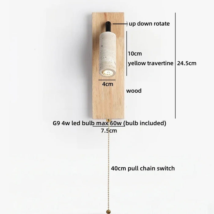 Inari – Adjustable Travertine LED Rotating Reading Sconce BO-HA