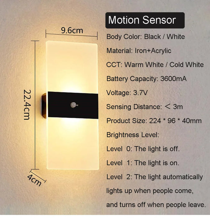 Rikard - Rechargeable Wall Light with Switch Dimmable  BO-HA   