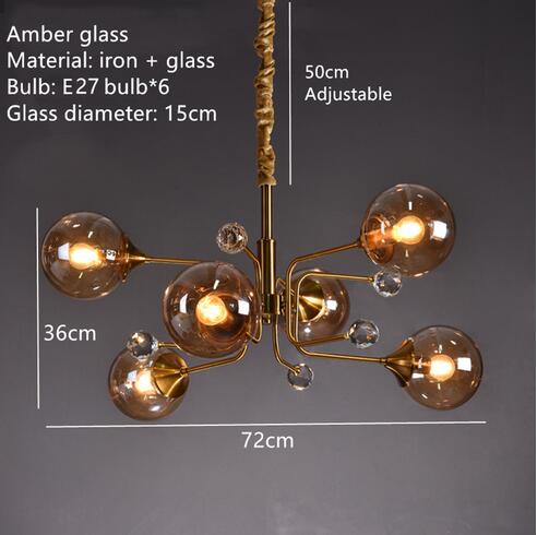 Eira - Glass bubble chandelier Kitchen Island light BO-HA 6 Balls-Amber