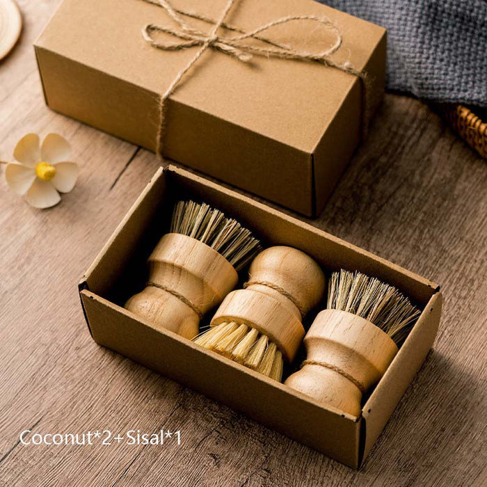 Kabbi - Natural Dish Cleaning Brush Wooden Handle  BO-HA Coconut x2 + Sisal x1  
