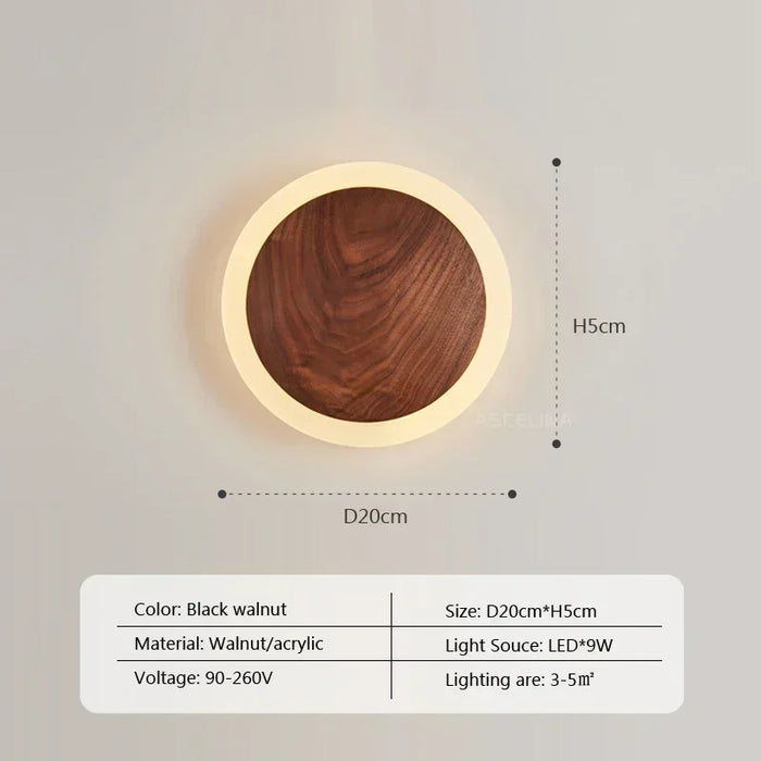 Tormod – Modern Walnut LED Wall Light BO-HA Medium - 20 cm (7.87 inches)