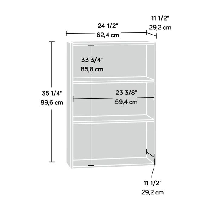 Linde - Wood Shelves Living Room Shelves Display Shelves 3 Shelf Bookcase  BO-HA   