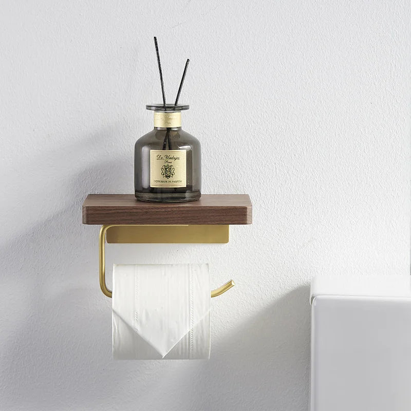 Cecilie - Toilet Roll Holder Brass Wood — BO-HA