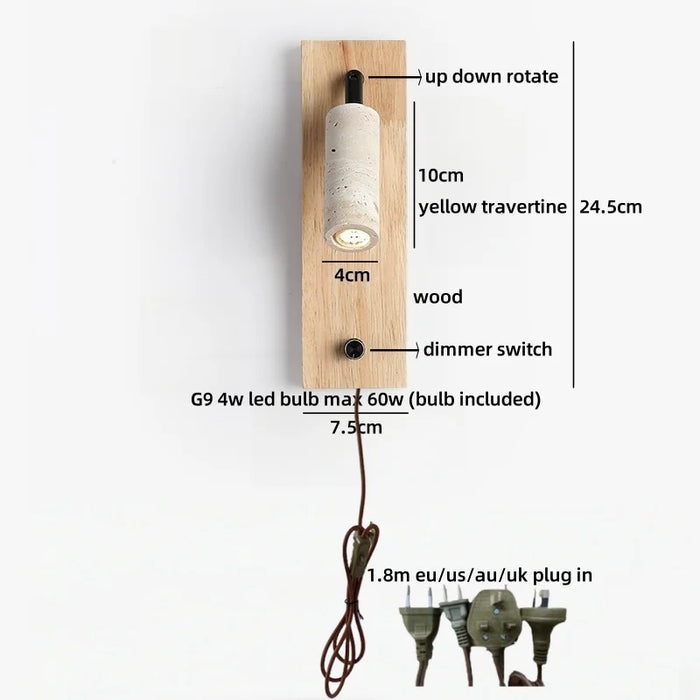 Inari – Adjustable Travertine LED Rotating Reading Sconce BO-HA