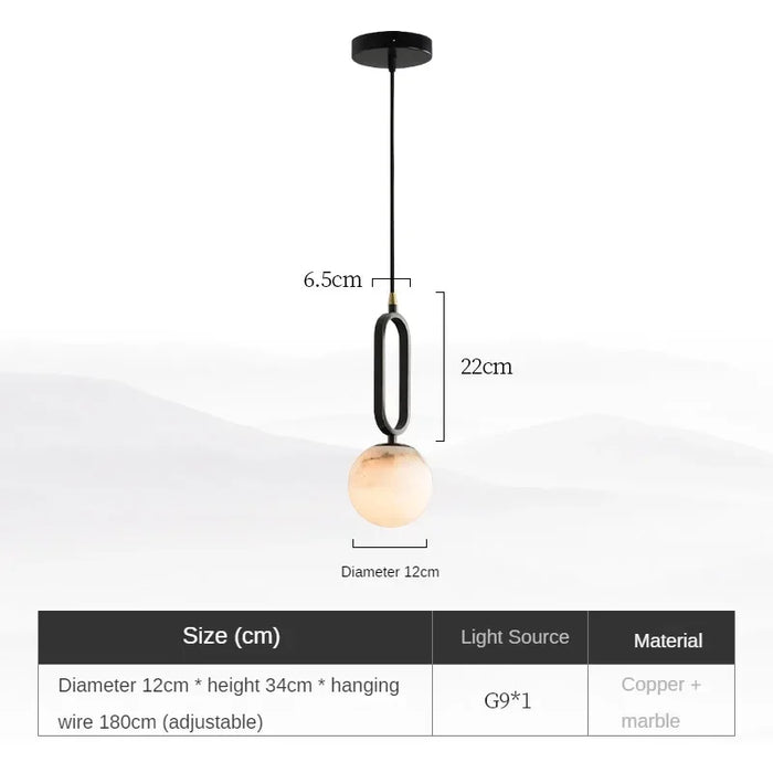 Hulda - Real Natural Marble Pendant Light BO-HA