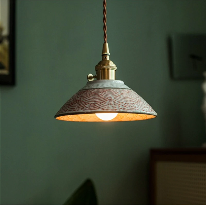 Ronja – Hand-Painted Ceramic Pendant Light BO-HA Terracotta Waves