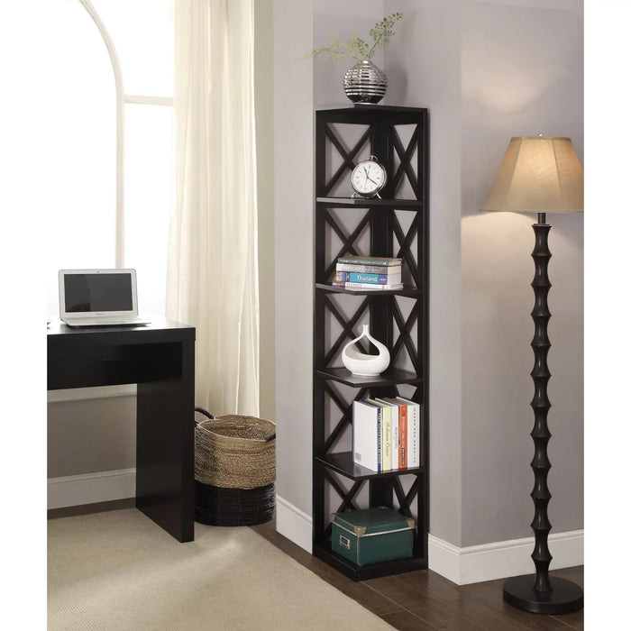 Alfhildur - 5 Tier Corner Shelves Display Shelves Living Room Shelves  BO-HA Black  
