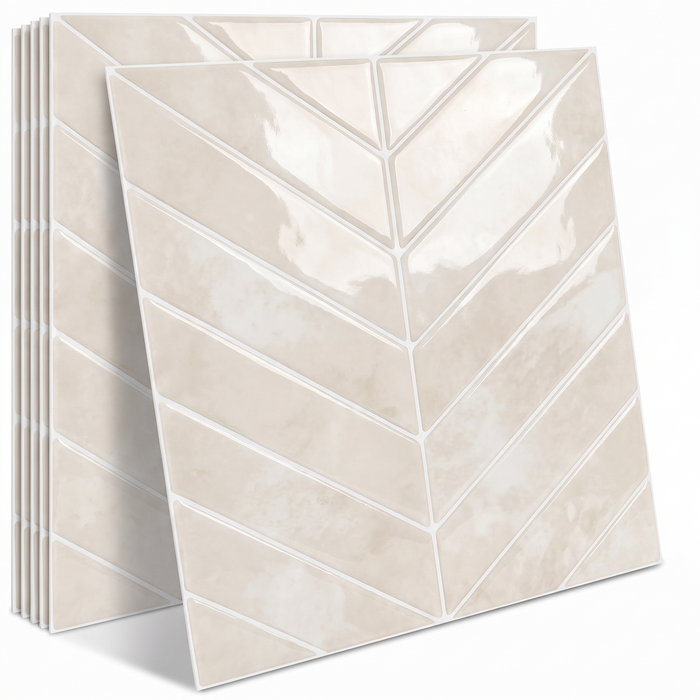 Ebba – Nordic Peel-and-Stick Kitchen Backsplash Tile BO-HA Ivory Herringbone