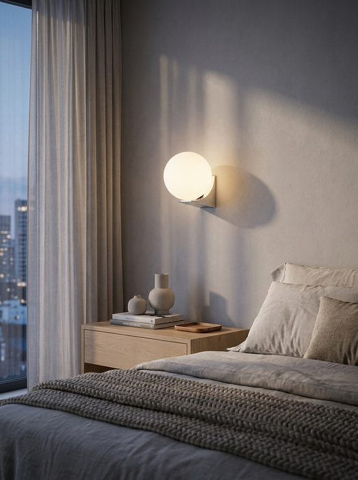 Solja – Modern Glass Orb LED Bedside Wall Sconce