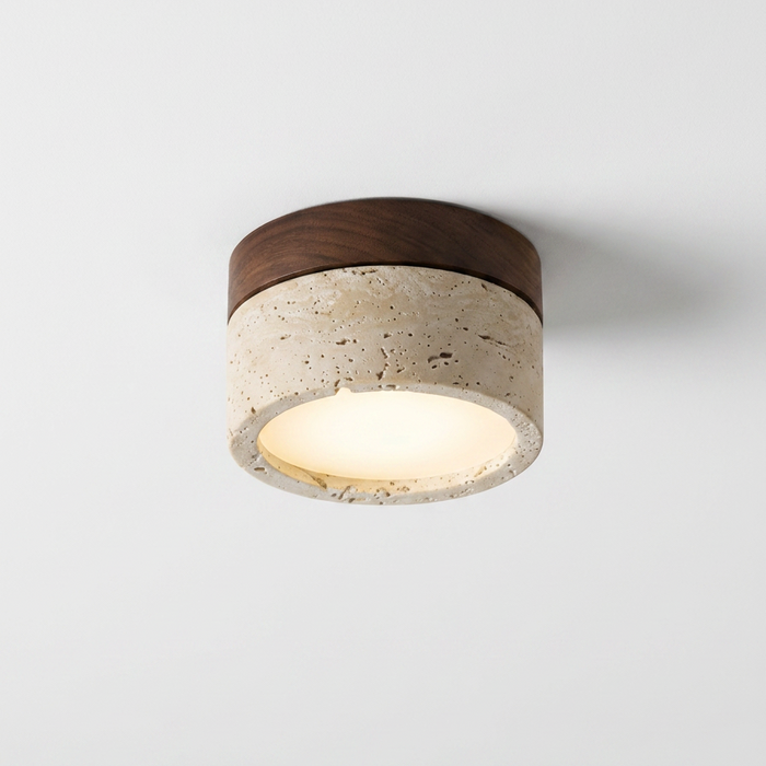 Halla – Wabi-Sabi Travertine Japanese Ceiling Light BO-HA Walnut