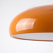Glossy orange pendant light shade close-up — large dome pendant light in lacquered iron