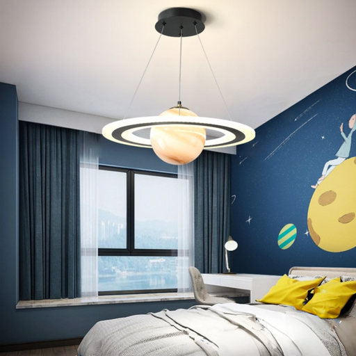 Bror - Childrens Lighting Planet Pendant Light Nursery Lamp  BO-HA Orange Planet with Ring  