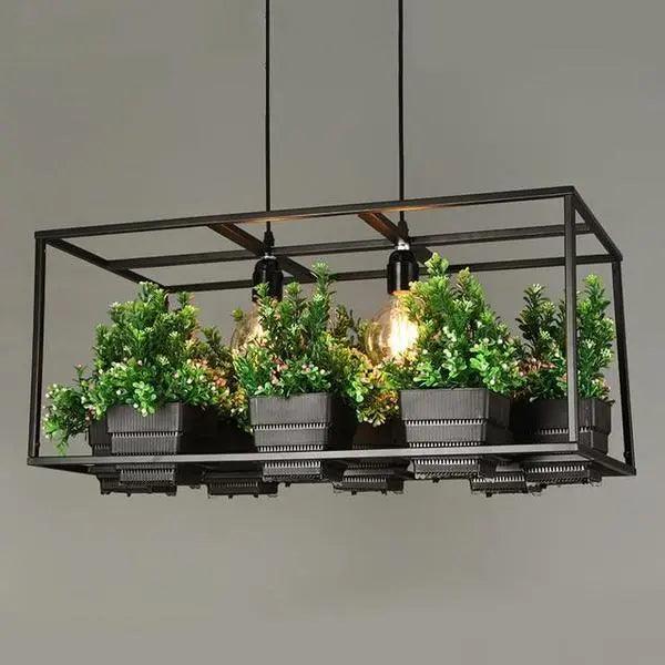 Hemma -  Iron Garden Planter Light Chandelier  BO-HA Black  