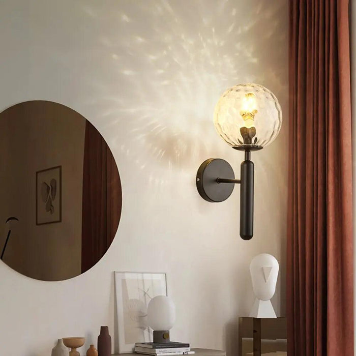 Mynte - Luxury Wall Sconce  BO-HA Black with Ripple Glass  