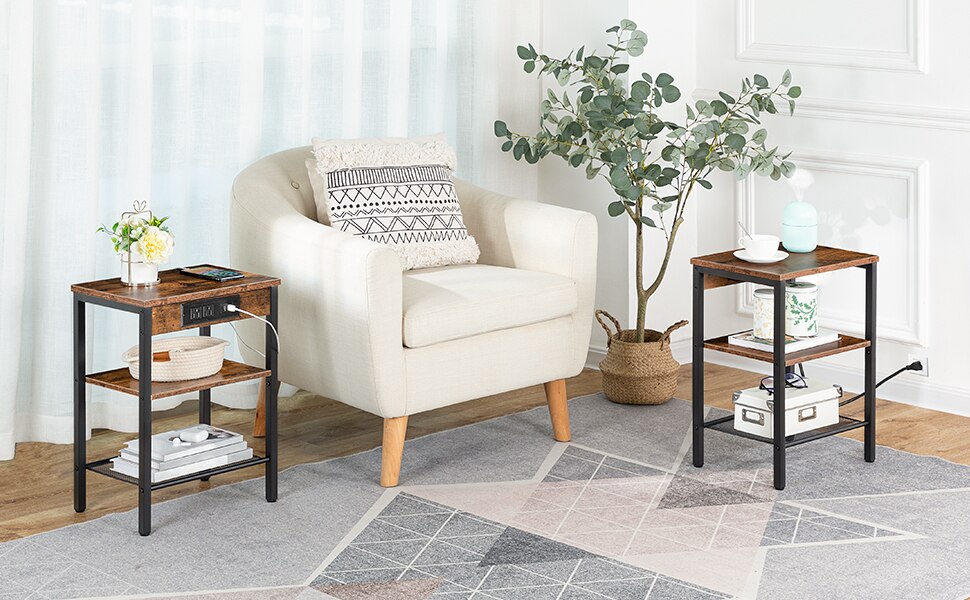 Kristian - Nightstand with Charging Station Small Nightstand  BO-HA   