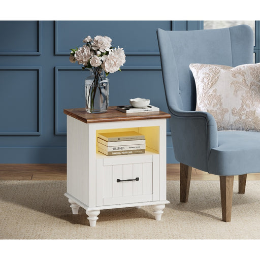 Kjell - Modern LED White Nightstand Small Bedside Table  BO-HA Default Title  