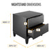 Torvald - Modern Double Drawer Black Nightstand Small Bedside Table  BO-HA   