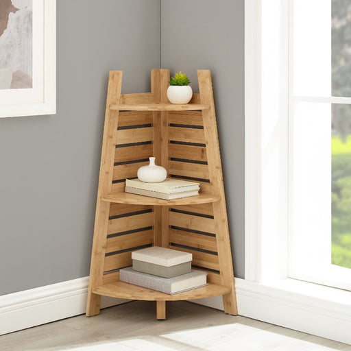 Asmund - 3 shelf bookcase Bamboo Wood Corner Shelf Unit  BO-HA Default Title  
