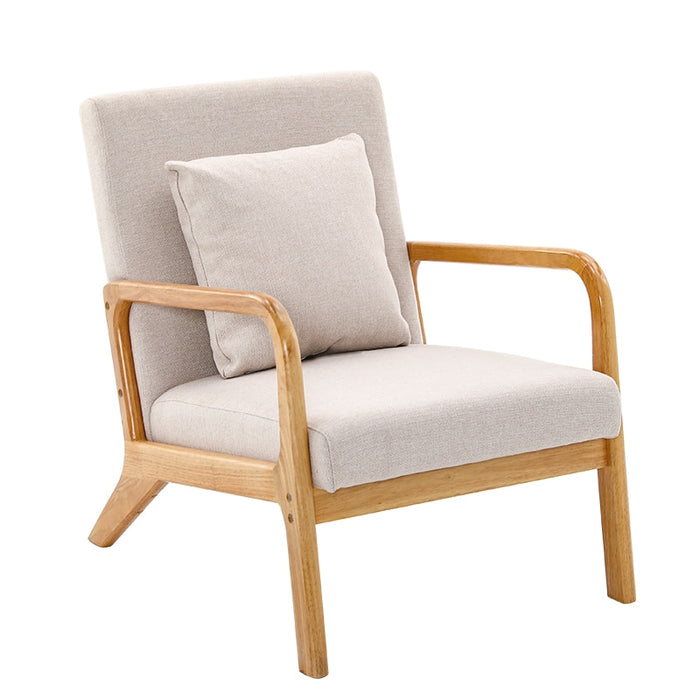 Maren - Living Room Accent Chairs Bedroom Chair Reading Armchair Indoor Wooden Chairs Reading Chair  BO-HA Oatmeal  