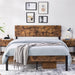 Stig - Nordic Wooden Bed Frame Queen Bed Frame with Storage  BO-HA Queen Size Rustic Brown 