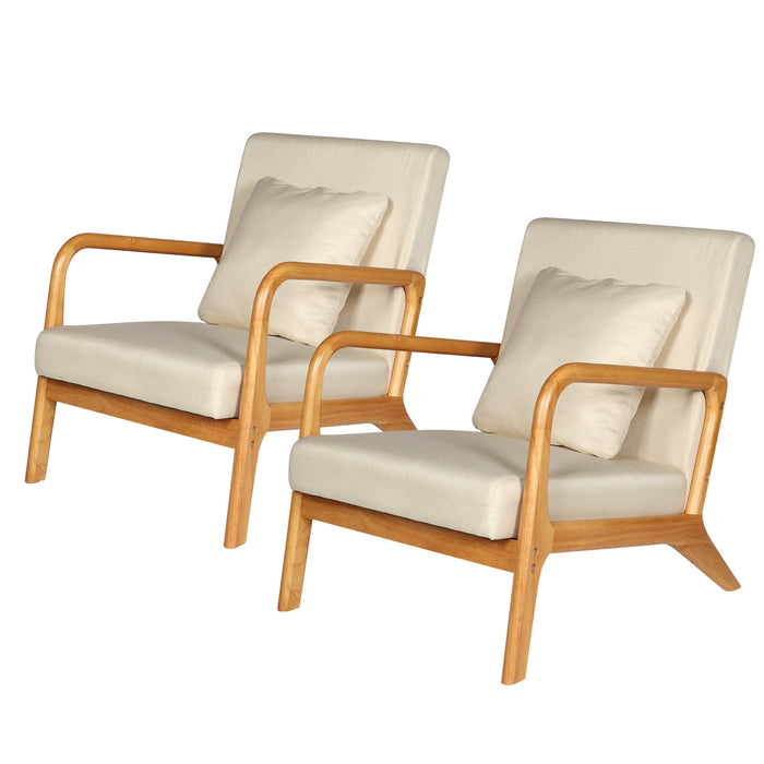 Maren - Living Room Accent Chairs Bedroom Chair Reading Armchair Indoor Wooden Chairs Reading Chair  BO-HA White 2pcs  