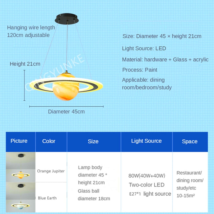 Bror - Childrens Lighting Planet Pendant Light Nursery Lamp  BO-HA   