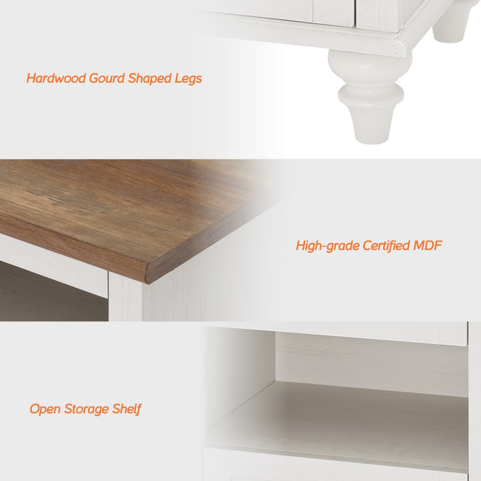 Kjell - Modern LED White Nightstand Small Bedside Table  BO-HA   
