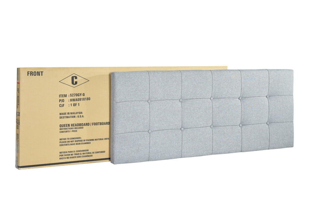 Ragnhild - Gray Upholstered Panel Bed Queen Size Bed Frame  BO-HA   