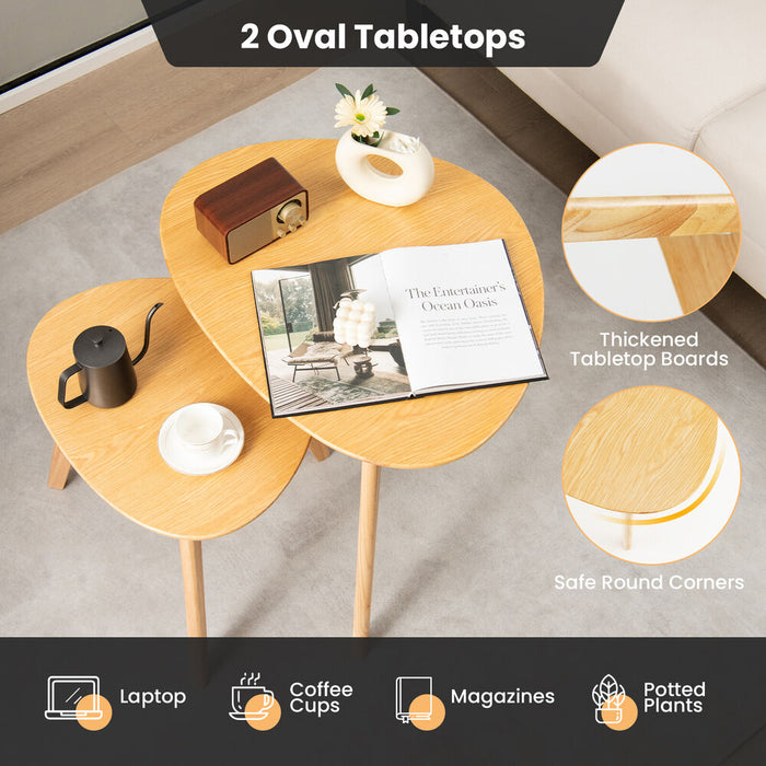 Gorm - Small Round Coffee Table Set of 2 Oval Coffee Table  BO-HA   