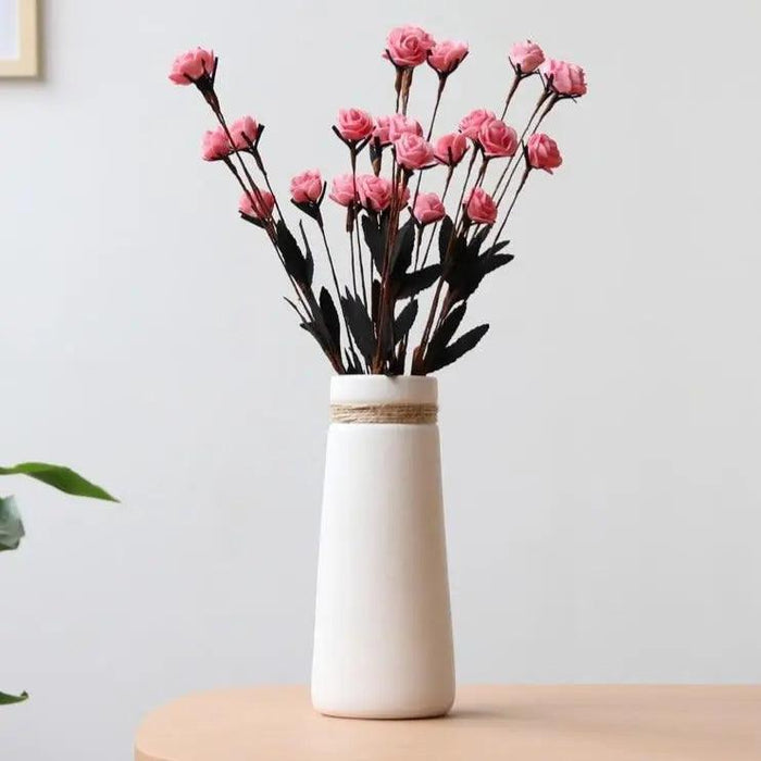 Signe - Modern White Vase with Hemp Rope Vases BO-HA   