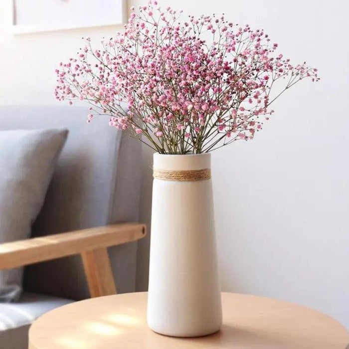 Signe - Modern White Vase with Hemp Rope Vases BO-HA   