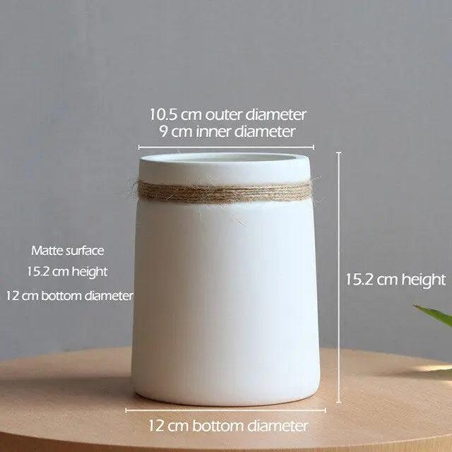 Signe - Modern White Vase with Hemp Rope Vases BO-HA Signe (15.2cm)  