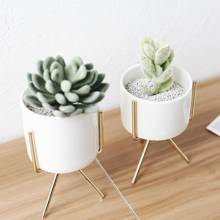 Ida - Ceramic Flower Planters with Modern Stand  BO-HA   