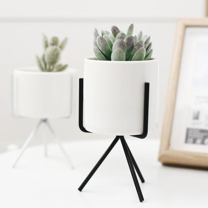 Ida - Ceramic Flower Planters with Modern Stand  BO-HA   