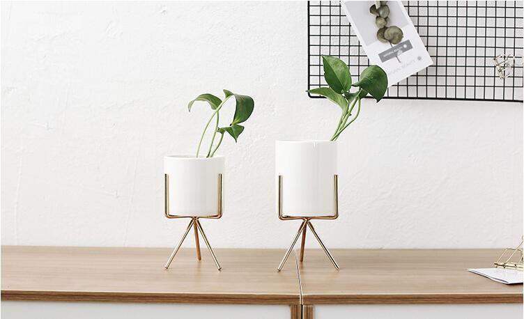 Ida - Ceramic Flower Planters with Modern Stand  BO-HA   
