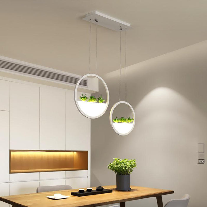 Freja - Round Planter Chandelier  BO-HA White 2 Rings (60 cm) Cool White