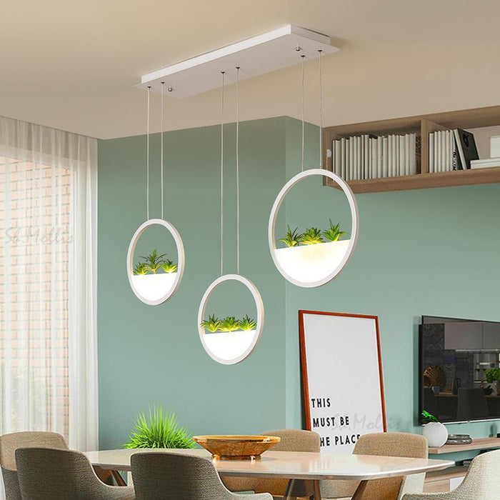 Freja - Round Planter Chandelier  BO-HA White 3 Rings (87 cm) Warm White