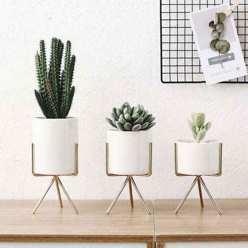 Ida - Ceramic Flower Planters with Modern Stand  BO-HA   