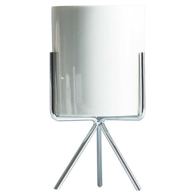 Ida - Ceramic Flower Planters with Modern Stand  BO-HA L Silver Without hole 