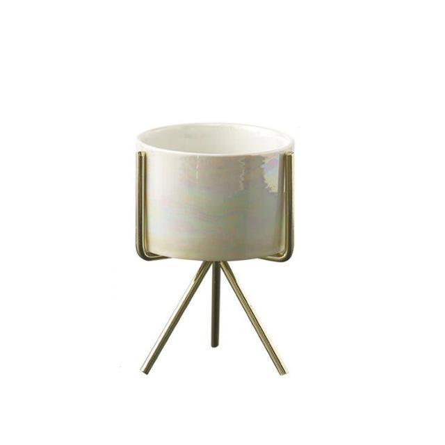 Ida - Ceramic Flower Planters with Modern Stand  BO-HA S Pearl Without hole 